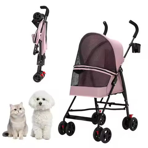 Pet Stroller for Small Dogs, 4 Wheels Foldable Dog Stroller,Pet Stroller for Small Dogs and Cats w/C