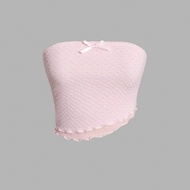 Tube Top Slim Fit Front RibbonWanita Aesthetic Girly