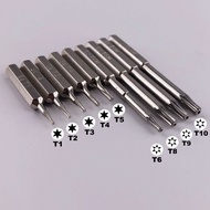 9 Pcs Set Plum Blossom T1 T2 T3 T4 T5 with Hole T6 T8 T9 T10 Hexagon 4mm Interface Bit Set