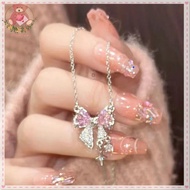 【SH】Star Bow Tassel Necklace Female Niche Collarbone Chain Versatile Fashion Necklace SH