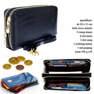 Croco Premium 2-zipper zipper sling wallet