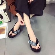 ♥️特價包郵♥️波西米亞拖鞋女夏韓版人字拖防滑海邊沙灘鞋坡跟厚底女夾腳(Size:36-40)