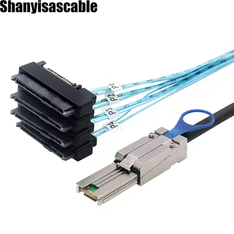 0.5M Mini SAS HD SFF-8088 26P Male to 4X SAS SFF-8482 with 15P SATA Male 2 in 1 Data Server Cable Ad