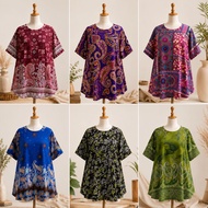 Batik Blouse Wanita/Women Batik Blouse Size Besar/Flower Blouse/Aunty Blouse/Blouse Ibu Bunga/Good Q