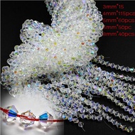 [ILOVEDIY] 3มม. 4มม. 5มม. 6มม. 8มม. คริสตัลใส AB คริสตัล Bicone สเปเซอร์หลวมสำหรับสร้อยข้อมืออัญมณีส