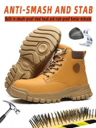 2024新款防水男靴安全鞋男防刺工作靴安全鋼頭鞋男不壞保護靴冬季