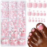 150pc White French Tips Press on Toenails Women Fake Toe Nails Kit Baby Pink Toe Nail Press ons Nail