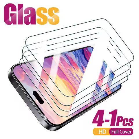 4-1pcs HD Tempered Glass For iPhone 16 15 14 Plus 11 Pro Max 12 13 Mini X XS XR 8 7 Plus SE4 Screen