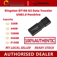 [Ready Stock]Kingston Pendrive DataTraveler 100G3 USB 3.0 Up To 100MB/S Flashdrive (DT100G3/32GB/64G