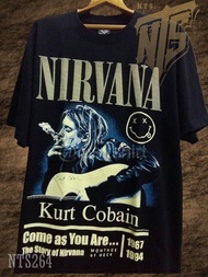 NTS 264 Nirvana Kurt Cobain ROCK เสื้อยืด เสื้อวง เสื้อดำ สกรีนลาย ผ้าหนา NTS T SHIRT S M L XL XXL