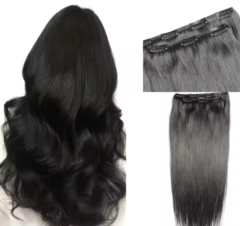 Chocola 100% Brazilian Remy Clip in Human Hair Extensions 2pcs set 100g-120g (20cmx 1 15cmx 1) Natur