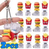 2-1Pcs Hamburg French Fries Fidget Keychain - Cute Keys Button Keycap - Finger Keyboard Cap Keyring 