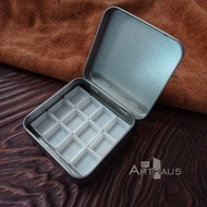 COD Square Silver Tin Case for Watercolor  Gouache | Empty Half Pans