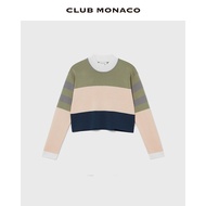 CLUB MONACO Women's Round Neck Contrast Stitching Fashion Short Sweater Knitwear