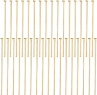 Beebeecraft 1 Box 200Pcs 30mm Jewellery Head Pins 16K Gold Plated Stainless Steel Flat Headpins Beading Pins Bendable Wire Pin for Earring Pendant Bracelet Necklace Jewelry DIY Craft