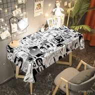 Black and White Cartoon Tablecloth Chainsaw Man Attack on Titan Peripheral Dormitory Desktop Cloth Rental House Table De