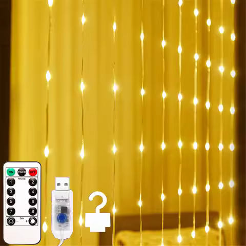 Waterfall Window Curtain String Lights Twinkle Star 3x3M LED Wedding Party Home Garden Bedroom Outdo