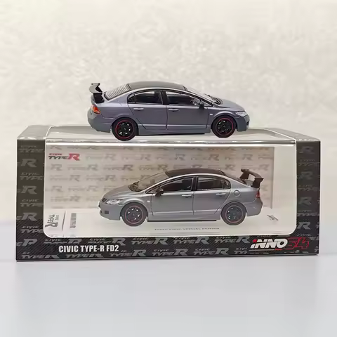 INNO 1:64 Scale Civic Type R FD2 Matte Gray Alloy Simulation Car Model Static Collection Decorated H