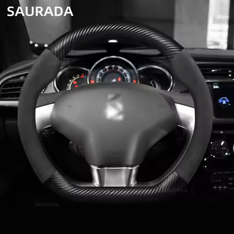 Carbon Fiber leather Car steering wheel cover 37-38cm For Citroen DS3 DS4 DS5 DS5 DS 5LS DS6 DS7 DS9