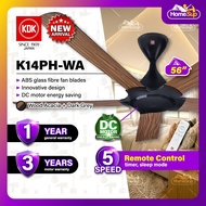 KDK K14PH-WA Ceiling Fan - 56 Inch DC motor Remote Control - Dark Grey & Wood Acacia Ryou Series K14