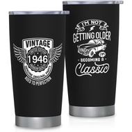 80Th Birthdays Gifts for Men Tumbler 20oz, 1946 Birthday Gift Coffee Stainless Steel Travel Mugs, 80