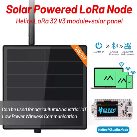 D5L Solar LoRa With Heltec LoRa32 V3 Board 5W Solar Panel Powered SX1262 LoRaWAN Solar Meshtastic No