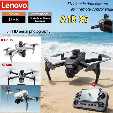 Lenovo True GPS 8K Drone V198 MAX XT606 A1R S-X1: WiFi RC Quadcopter Featuring Obstacle Avoidance & 
