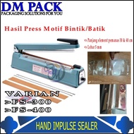MESIN Hand Impulse Sealer FS-300 FS-400 Plastic Adhesive press Machine 5mm Width Batik Motif/Spot Length 30cm 40cm