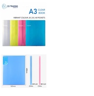 A3 20 / 30 / 40 Pocket Clear Book  Clear Holder  Display Book