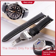 20mm 22mm Black Genuine Leather Replacement Wrist Watchband Strap Bracelets For Tudor Black Bay Seik