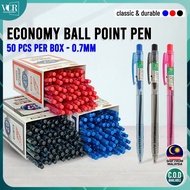 VC Art Economy Ball Point Pen 0.7mm Box of 50pcs Value Pack Retractable Professional Leakage-Proof S