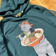 go slow caravan 25AW日系復古休閒貓咪蕎麥麵貓印花連帽套頭衛衣帽衫