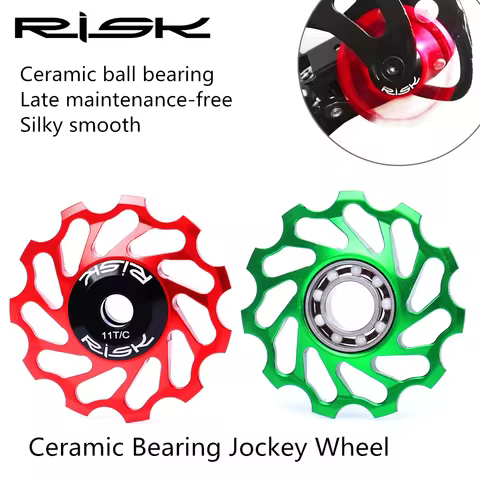 RISK 11T Rear Derailleur Ceramic Bearing Guide Wheel Aluminum Alloy Bike Jockey Wheel Mountain Road 