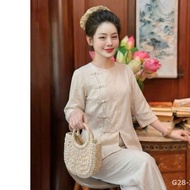 Women's Linen Dress - Discreetly designed Pagoda Dress G28