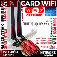 Wifi 7 Network Card MT7925 3-Band 2.4G/5GHz/6GHz 802.11Ax 5374Mbp - 2 Antennas 10db