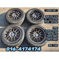 USED RIM 15 R3 S1K SEKALI TAYAR wira satria putra blm flx vvt axia bezza myvi