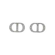 Christian Dior CD Logo 鑲鑽耳環，925純銀，鑲鑽，銀色，0222 [二手] Christian Dior 克里斯汀·迪奧