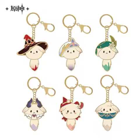 Game Genshin Impact Tea Party Companion Dodoco Metal Keychain Anime Cosplay Accessories Venti Klee P