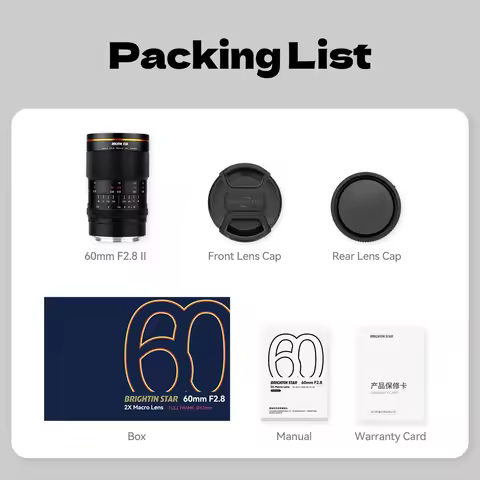 Brightin Star 60mm F2.8 II Full Frame Macro 2:1 Magnification Macro Lens for Sony E Nikon Z Fuji X C
