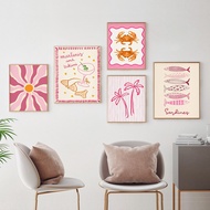 Colorful Shell Poster Prints Hot Pink Room Decor Dopamine Canvas Painting Trendy Abstract Home Decor