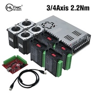 HLTNC 3 4 Axis Kit CNC Nema 23 2.2N 82mm Pemacu Motor Stepper TB6600 DM542 DM556 USB LPT mach3 Penga