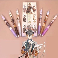 1Box Game Genshin Impact Gel Pen Press Pens Kawaii Zhongli Xiao Yae Miko Raiden Shogun Nahida Kamisato Ayaka Wanderer Stationery Learn Tool 0.5 Black Pen School Office Supply Gift