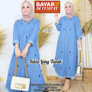 Blouse Jumbo XXL Jeans - Atasan Wanita Busui Blouse Lengan Panjang Jeans - Long Tunik Muslim - Blous