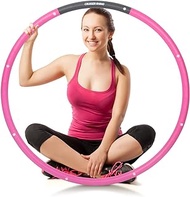 Weighted Hula Exercise Hoop with Soft Padding Size Adjustable Exercise Fitness Hoop Workout Hoop for Adults 8 Sections Detachable Great for Adults and Beginners with Jump Rope &amp; Assistance Bands