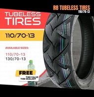 R8 TUBELESS TIRE 110/70-13, 130/70-13 NMAX TIRE MOTORCYCLE TIRES.