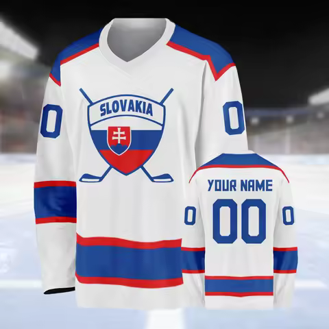 Custom Slovakia Hockey Jersey Personalized Printed Any Name Number Ice Hockey Shirt Men Women Youth 