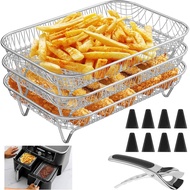 Aksesori Rak Air Fryer untuk Ninja Dual Basket, 3 Lapisan, Keluli Tahan Karat 304, Aksesori Air Frye