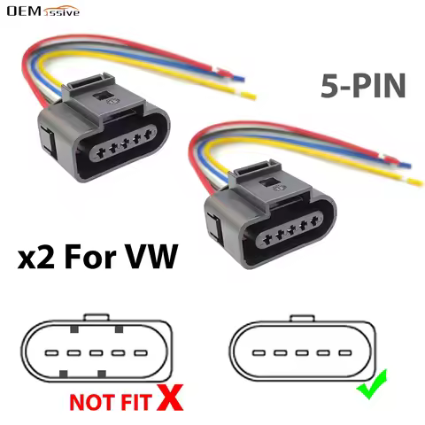 2x 5PIN For VW Eos Golf Jetta Passat Scirocco MAF Mass Air Flow Meter Sensor Connector Plug Harness 