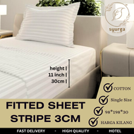 Royal Linen Hotel Fitted Bedsheet Single 3cm stripe cotton [Cadar Bergetah Single Bujang Size] Bedsh