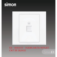 SIMON E3 White - 1 Gang Data Outlet CAT 5E (RJ45) - Internet socket